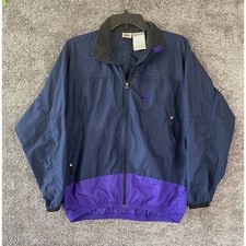 Vtg NIKE Jacket Womens Medium Windbreaker Blue Retro Colorblock 90s Track
