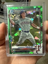 2021 Bowman 1st Chrome Draft Sapphire Green 27/50 Cameron Cauley Texas Rangers