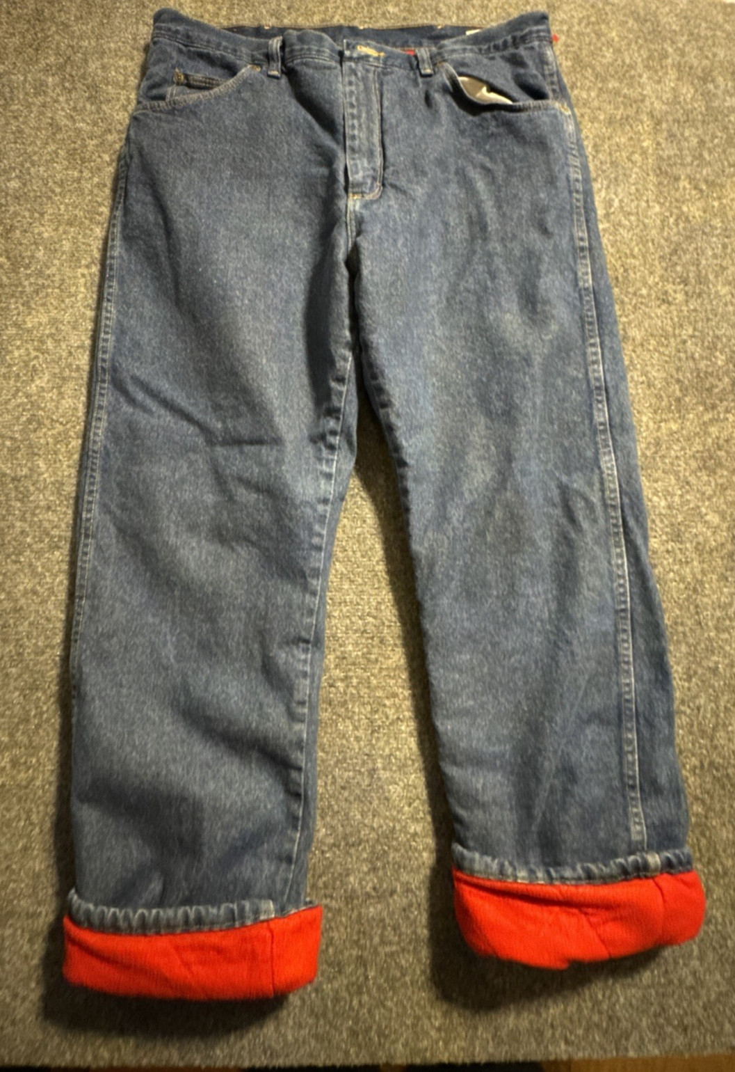 S 36x30 Blue Fleece Lined Straight Leg Mid Rise Rugged Wear