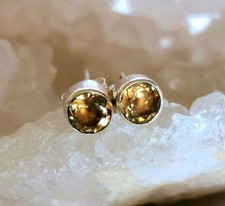 Ohrringe, Ohrstecker mit Citrin, 925er Silber - Zitrin - Gelb