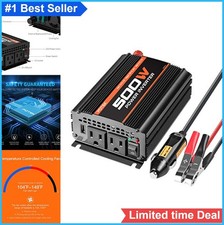 500W Power Inverter DC 12V to AC 110V Dual AC Outlets 2A USB Car Charger for