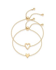 PAVOI 14K Yellow Gold Plated Matching Heart Charms Solitaire 9",