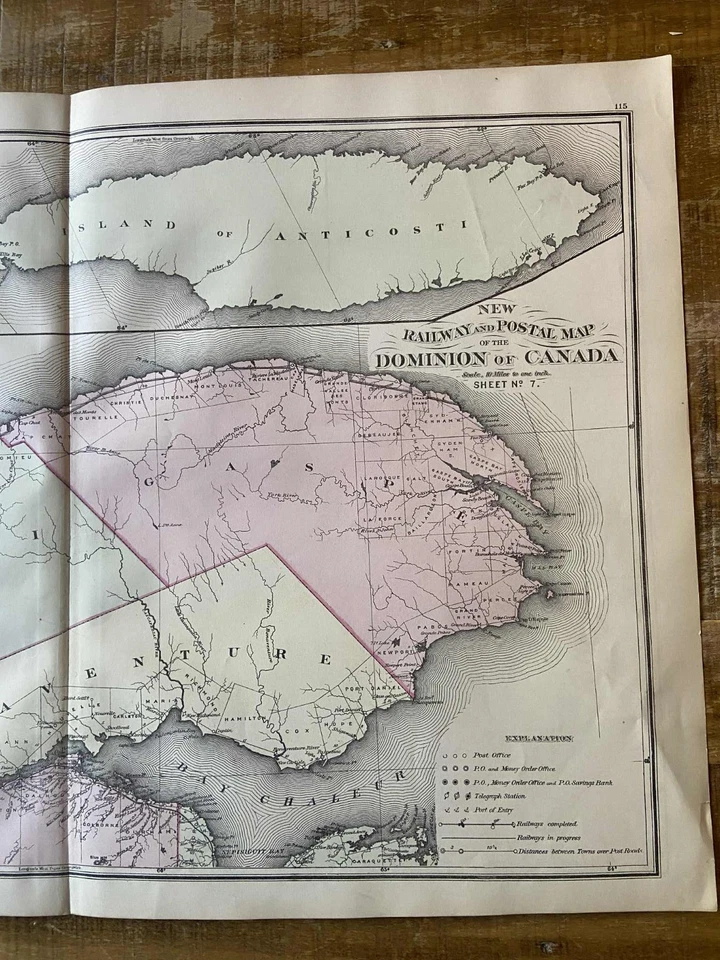 Railway Map of Canada - 1877 -  Rimouski/Gaspe/Bonaventure areas (Sheet 7) - Image 4 of 4