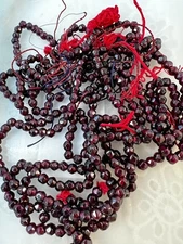 Vintage Garnet Beads Faceted Strands for Restringing 5 Strands Approx 16"L