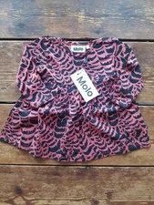 Molo Cosima Long Sleeve Jersey Dress 9M 6-9 Months Graphic Feather Scandi BNWT