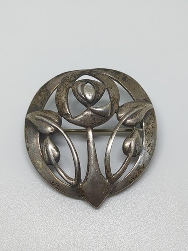 Vintage Sterling Silver 925 Round Flower Brooch