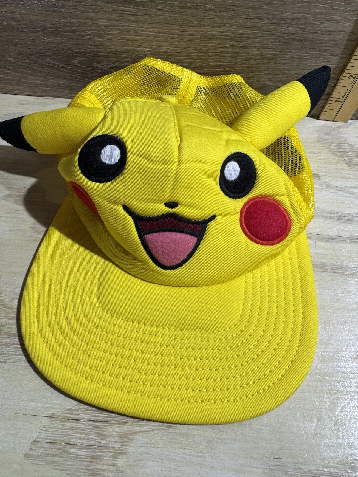 EUC Pokemon Pikachu Cap Baseball Hat Mesh Trucker One Size Fits Most Yellow 2016