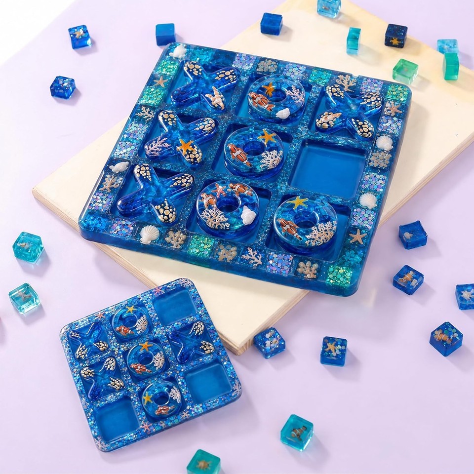 LET'S RESIN 2Pcs Large Tic Tac Toe Silicone Molds DIY Epoxy Resin Board ...