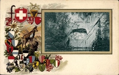 Postcard Lucerne Lucerne city Switzerland, Swiss coat of arms, Capricorn,... - 4918426
