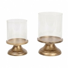 Kerzenhalter mit Glaszylinder elegant Windlicht antikgold f&uuml;r Hochzeiten