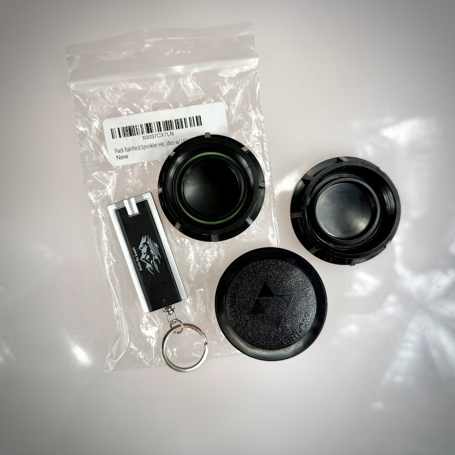 Rain Bird Sprinkler Head Dies Set (3) w/ LED Keychain Light – New/Unused