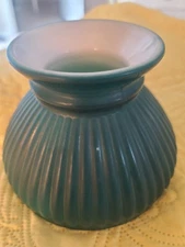 Vintage student Lamp Shade Green Ribbed Globe Milk Glass 5  3/4" Fitter Bottom