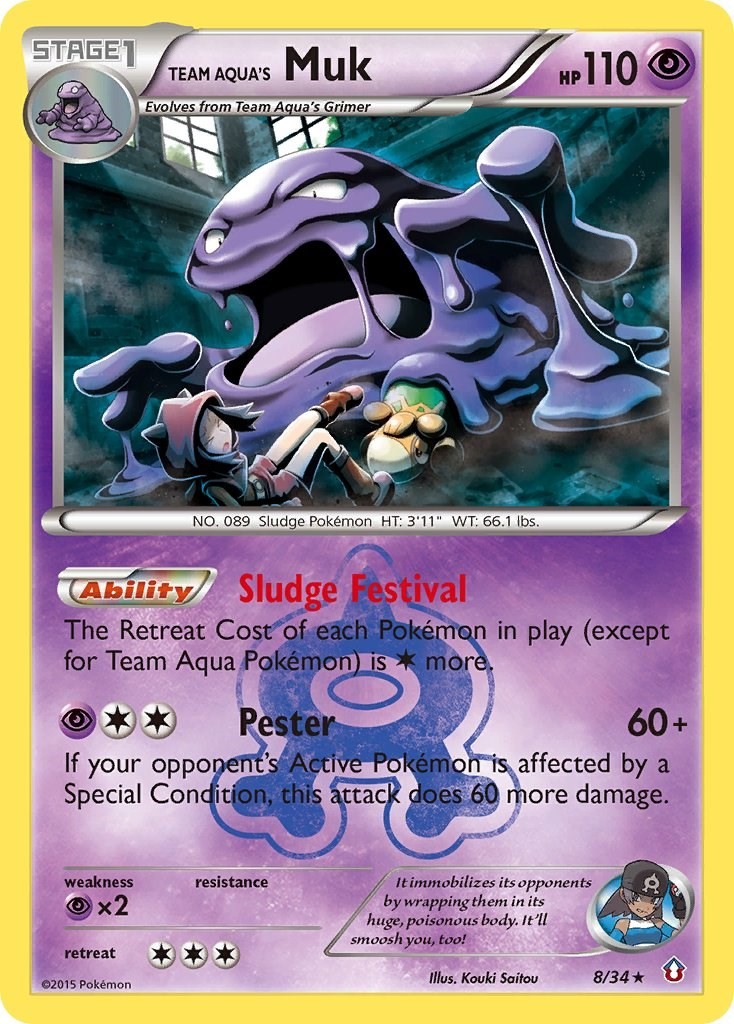 Pokemon Team Aqua's Muk Holo Rare 8/34 Double Crisis Holofoil MP