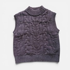 A New Day Sleeveless Cable Knit Sweater Vest in Dark Purple
