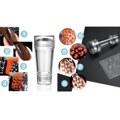 Stempel mit Kappe Schaber Politur Schablone Transfers Maniküre Werkzeuge