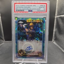 2024 Topps Chrome Update Jackson Chourio Auto PSA 10 Aqua Blue Lava RC /175