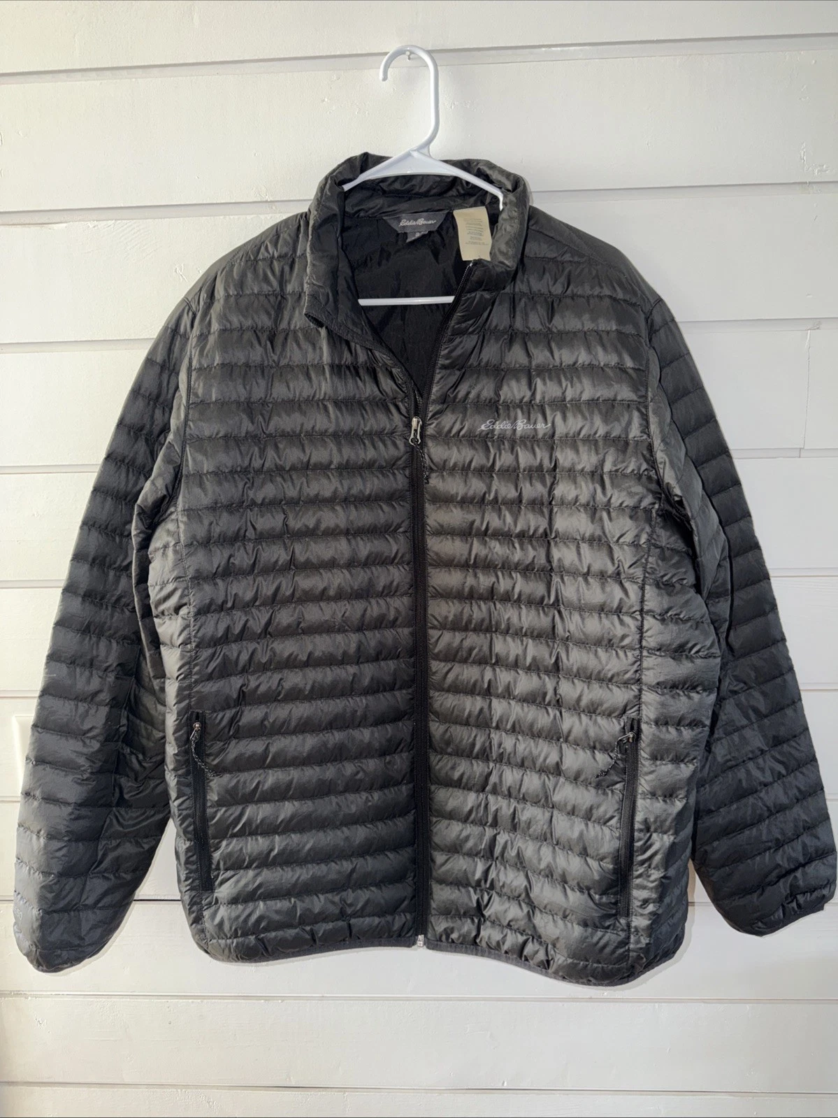 Men’s Eddie Bauer Full-Zip Down Puffer Jacket Sz XL Black GW999