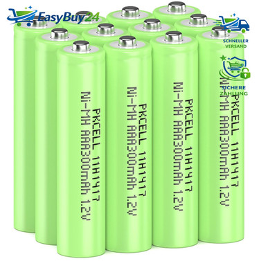 Akkus AAA Wiederaufladbar 300mAh NI-MH 1,2V Vorgeladen 12 Stück für Solar Licht
