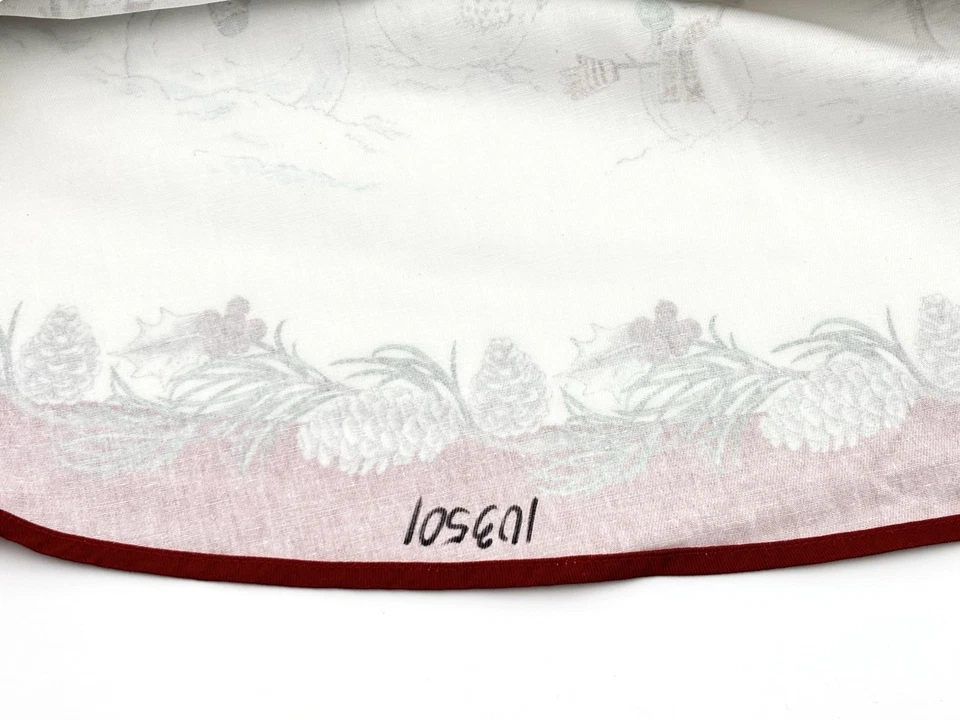 Williams Sonoma Snowman Christmas Tree Skirt 70" Round Red White Cotton SAMPLE - Image 3 of 4