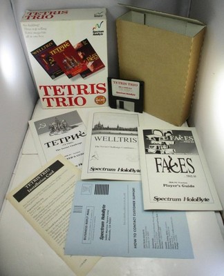 1992 Spectrum Holobyte Tetris Trio Big Box PC 3.5'' Floppy Disk - Tested & Works