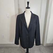 Lafayette 148 New York Womens Charcoal Gray Single Button Blazer Jacket Size 14