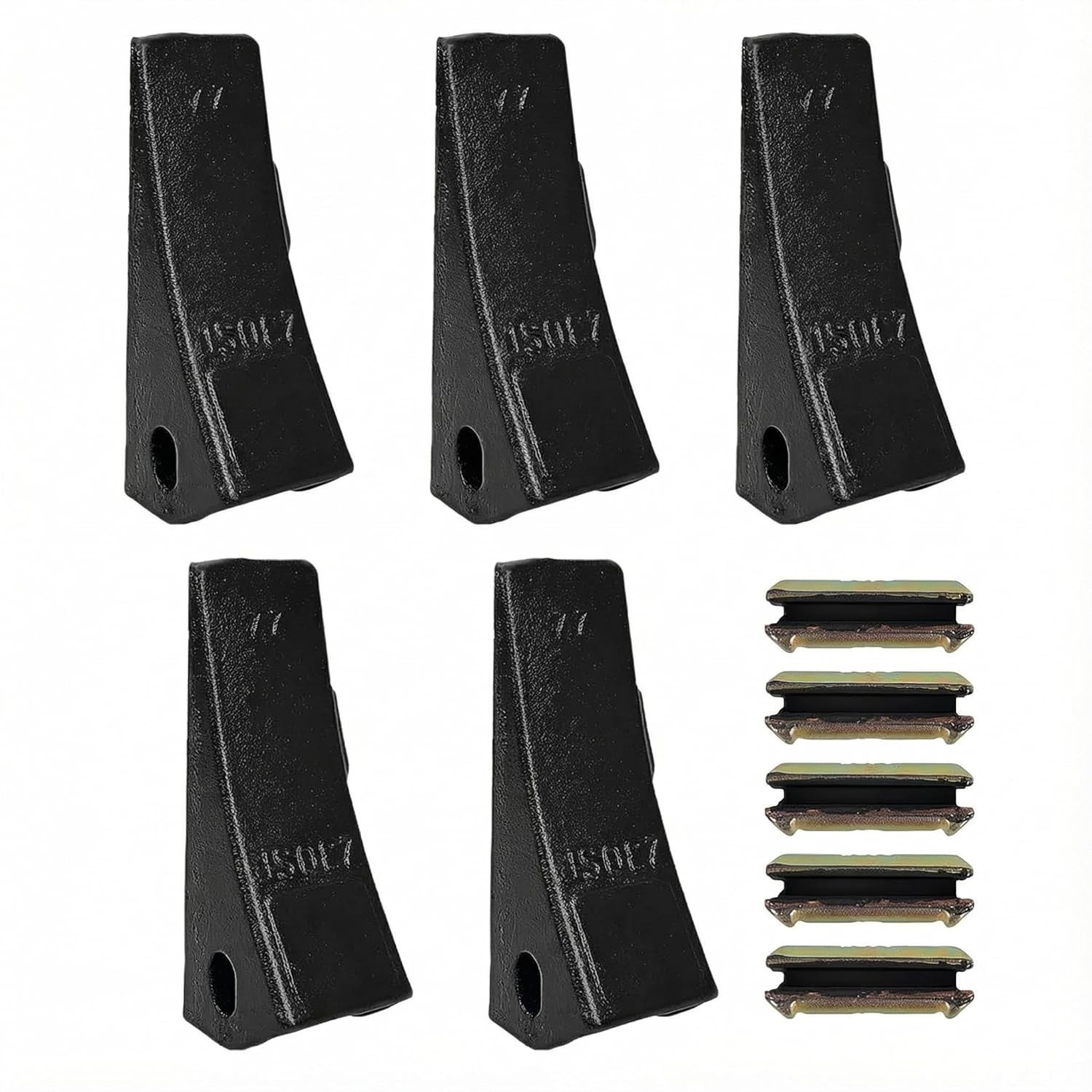 230SP Bucket Teeth with Flex Pins for Skid Steer & Excavator, 5 Pack