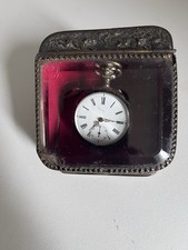 Antike Taschenuhr Silber 800, Taschenuhrhalter Jagdszene, reparaturbedürftig