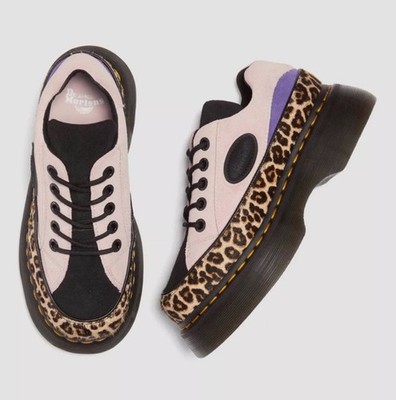 Dr. Martens Buzz 5 I Leopard Hair Suede Shoes Platform Pink Purple