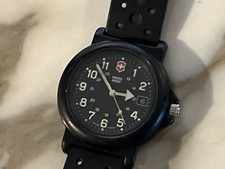 Vintage Swiss Army Men’s 37mm Quartz Field Watch ISA 1198 Black Date Runs