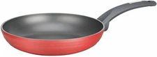 NutriChef 8in Round Fry Pan - Non-Stick Stylish Dark Gray Inside & Red Outside