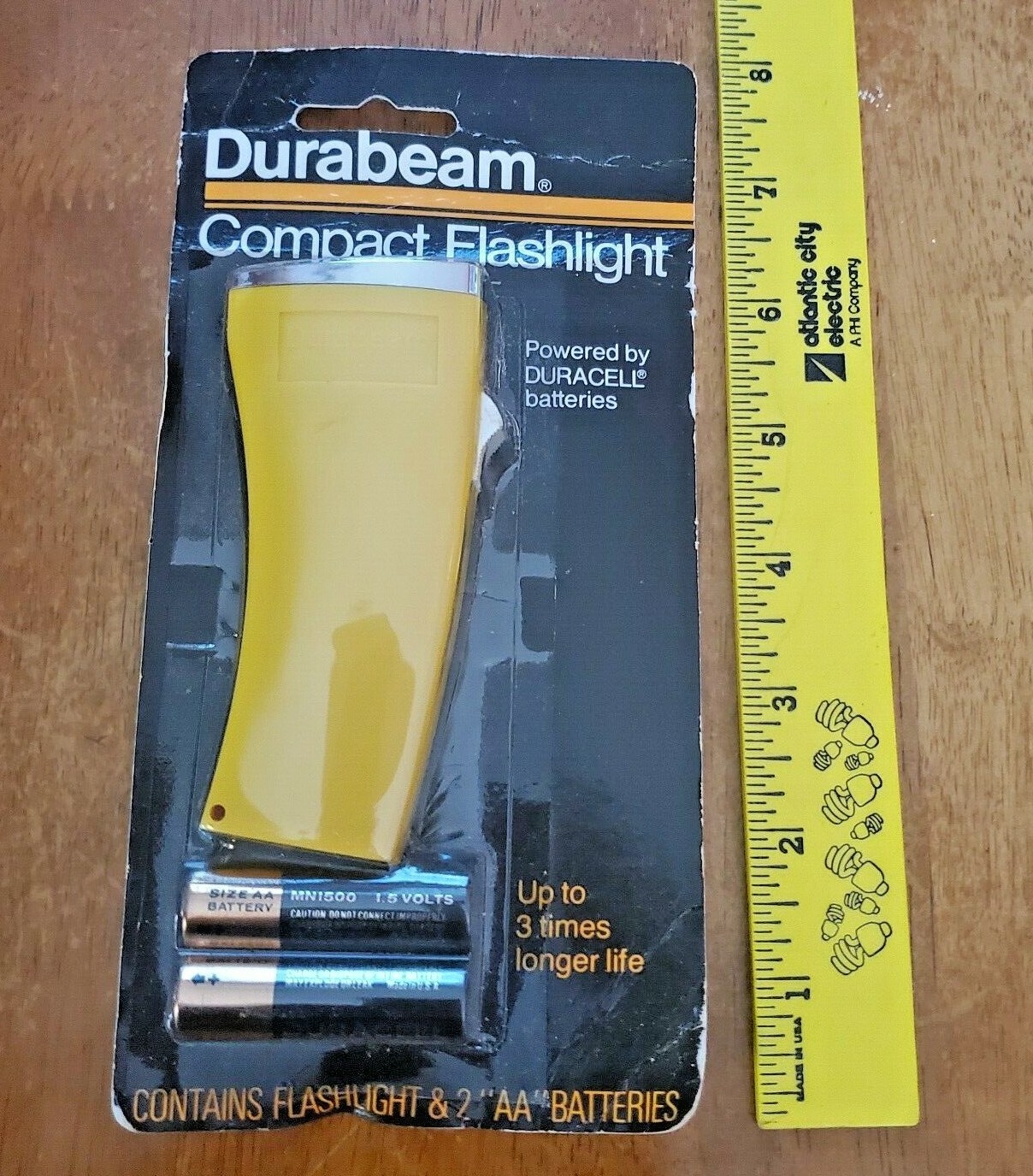 Vintage 80s Duracell Durabeam Compact Flashlight Yellow Military New