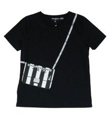 Women's Karl Lagerfeld Paris Black Cross Body Graphic Print T-Shirt *RARE FIND*