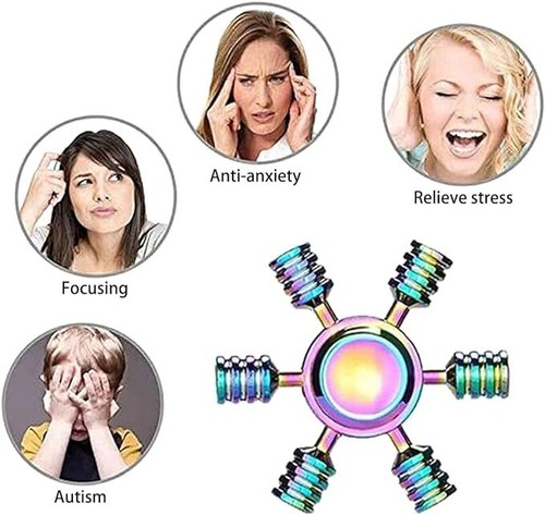 Fidget Spinner dedo enfoque manual giro EDC rodamiento juguetes de estrés colección arco iris - Imagen 5 de 7