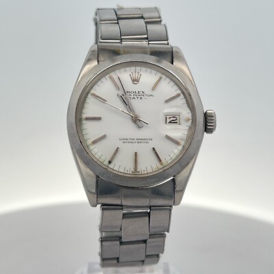 Rolex Oyster Perpetual Date 1500 Stainless Silver Dial Automatic Watch 34mm