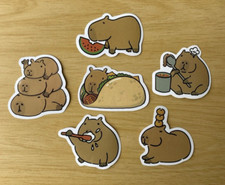 Cute Capybara Stickers, Set of 6 stickers, brand new, for laptop water bottle