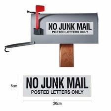 NO JUNK MAIL Sticker Sign Self Adhesive Plastic Stick Addressed Letter Mail Only