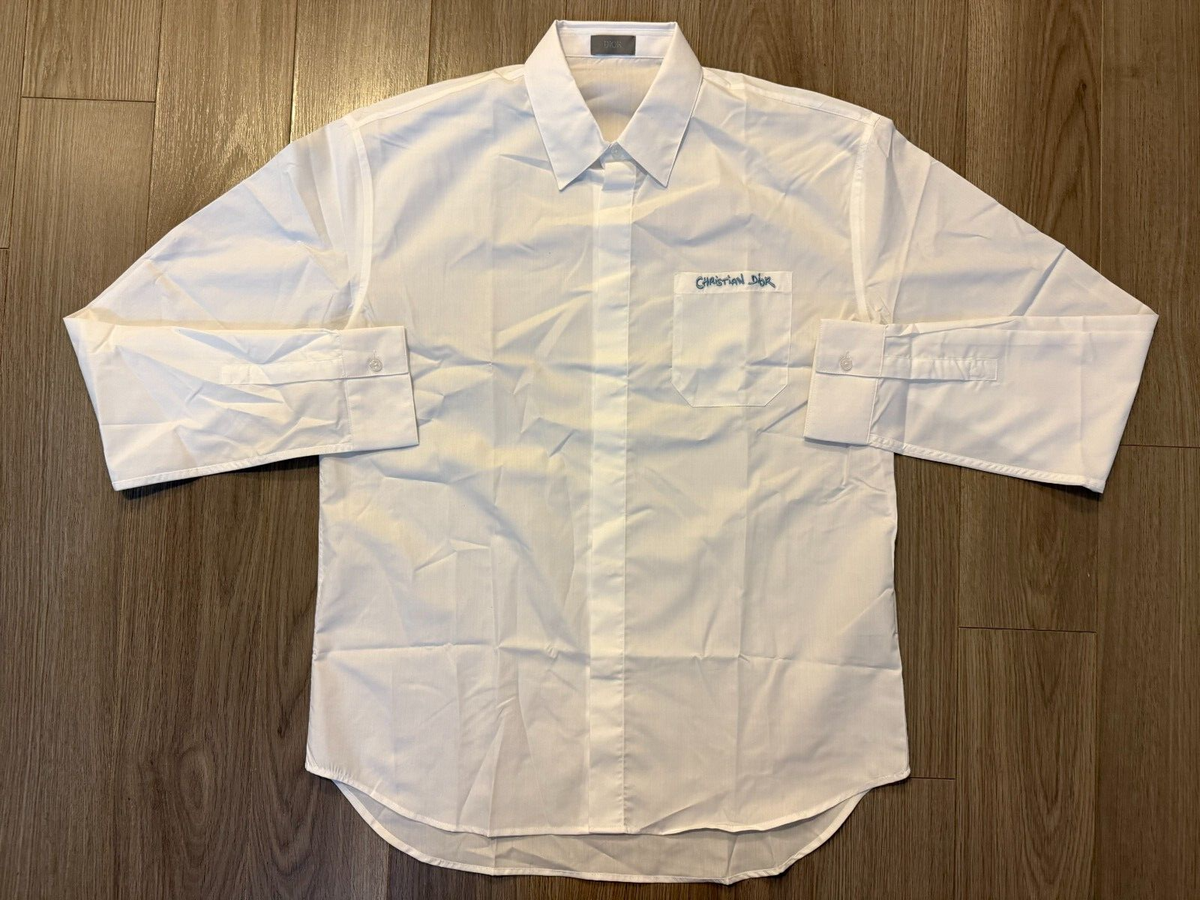 DIOR Tag Buttoned Long Sleeve Shirt white sz 42 / XL | eBay