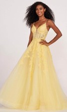 Ellie Wilde Mon Cheri Prom Dress Pageant Evening Gown Yellow Size 00