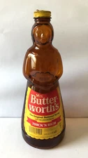Vtg Mrs Butterworth's Amber Glass EMPTY Syrup 10" Bottle 24oz Label & Metal Cap