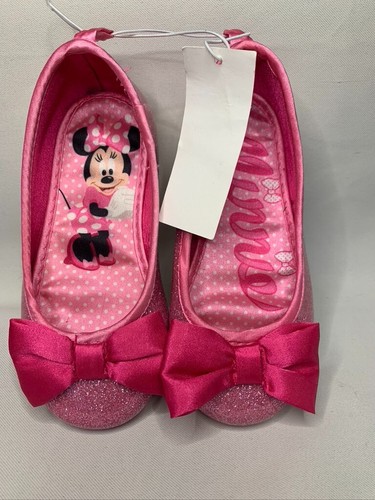 New Disney Minnie Mouse Ballet Pink Sparkle Shoes w/ Bow Size 8 Toddler