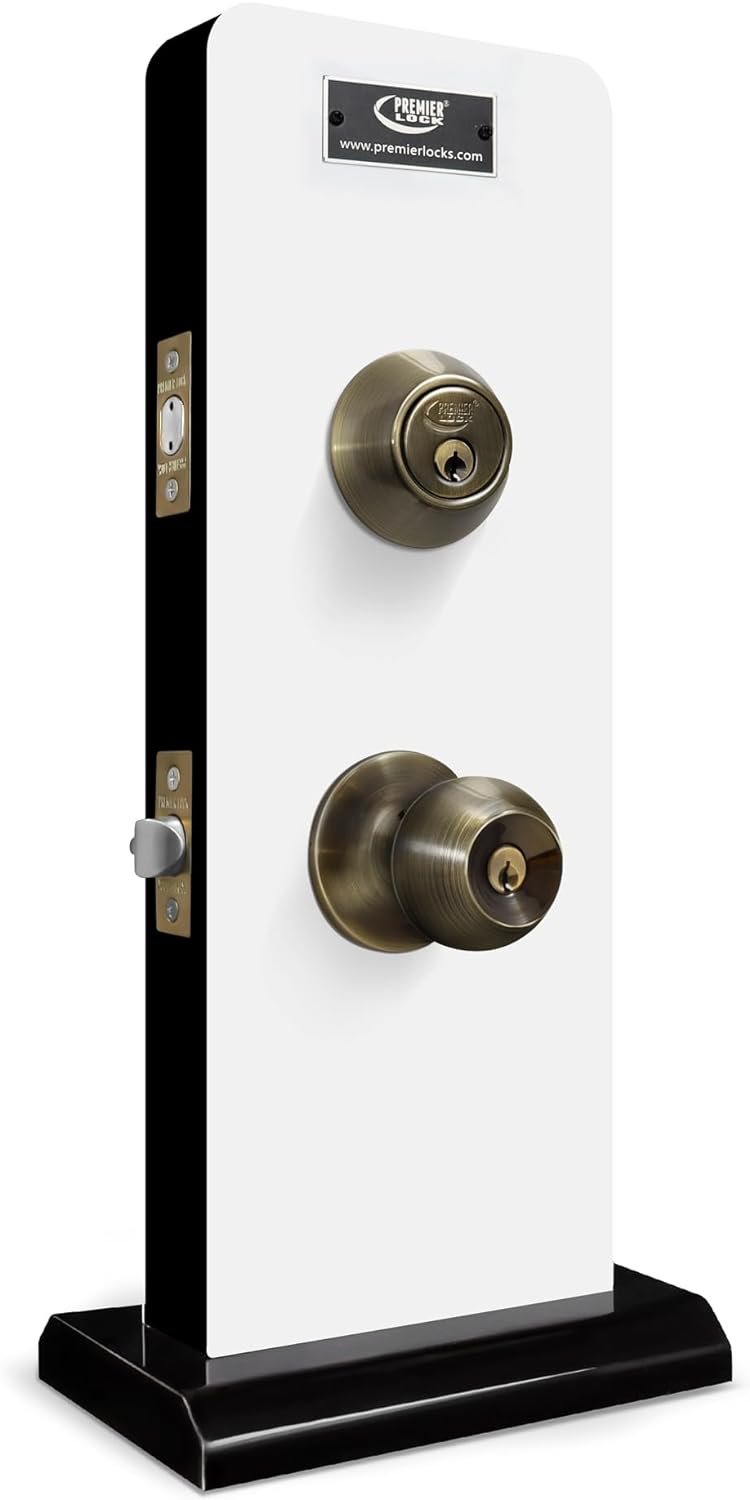 Grip Tight Tools ED043 Set of 3 Door Knob & Deadbolt Antique Brass
