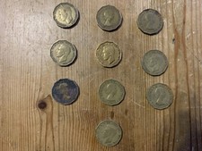 GB  3d Threepence Set of 10- Various Years - Circulated Coins