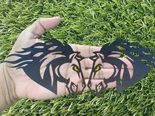 Stallion Emblem Badges Matte Black (2) BADGES   Yellow Eyes Angry Horse Fender