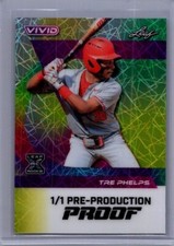 Tre Phelps 2024 Leaf Vivid Baseball 1/1 Pre Production Proof