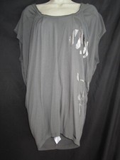 Guess Los Angeles Gray Batwing Shirt or Mini Dress Silver Applique Bling Chain M
