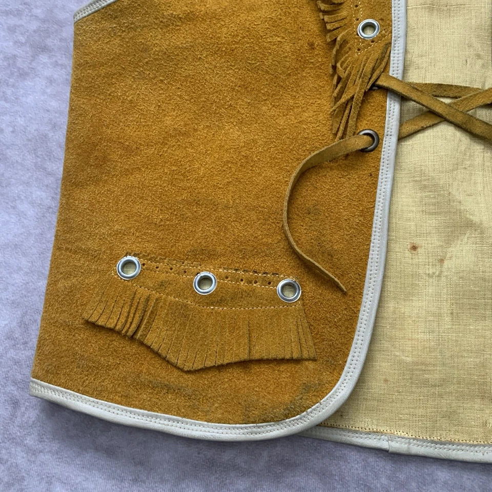 Chaleco de Gamuza Vintage Años 60 70 Flecos Lateral M Vaquero Occidental Volantes Marrón Hippie Foto 2 de 4