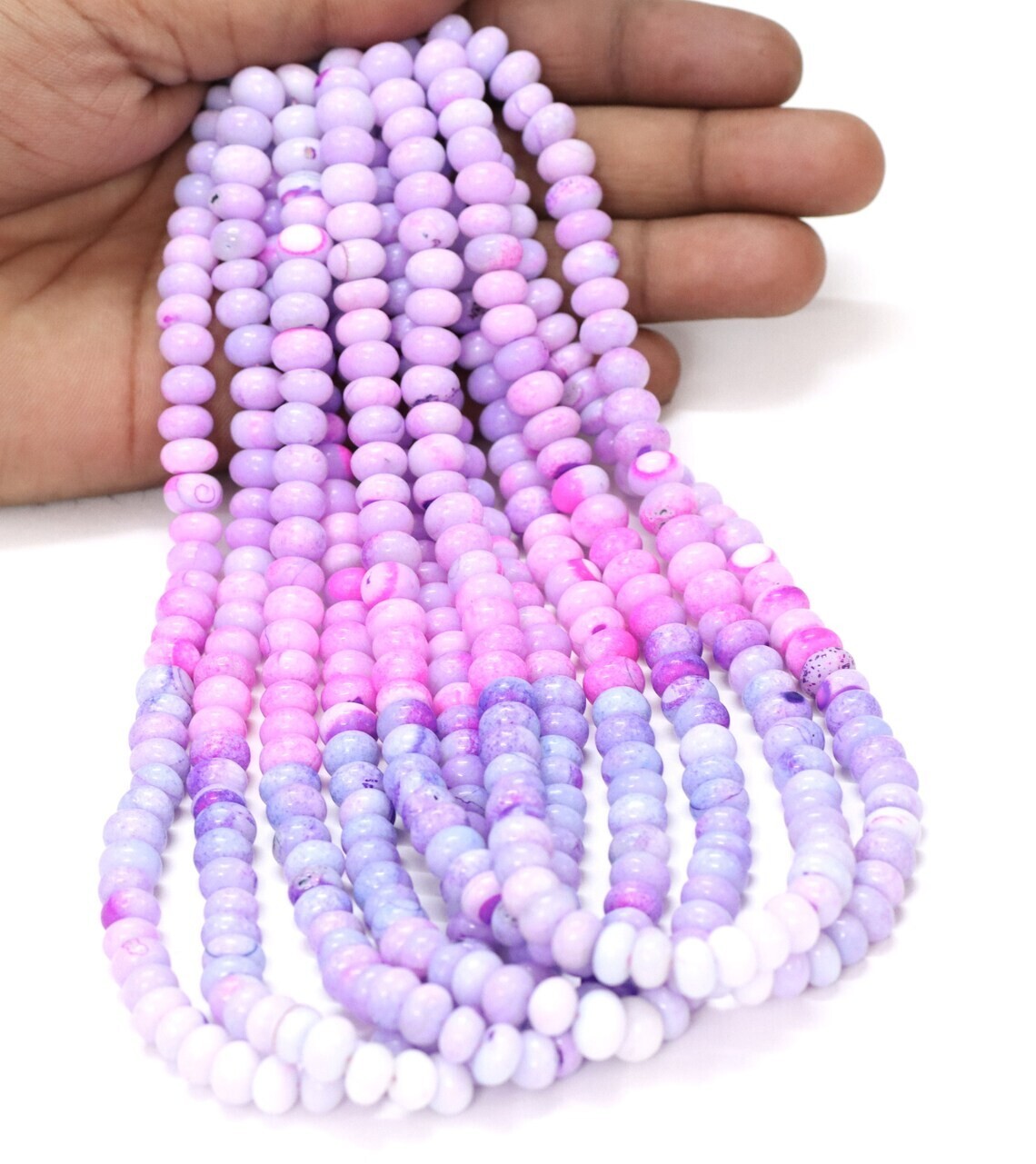 Lavender Pink Blue Bio Opal Smooth Rondelle Beads 6-9mm