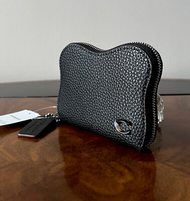 Coach Black Pebble Coachtopia Leather Wavy Zip Around Accordion