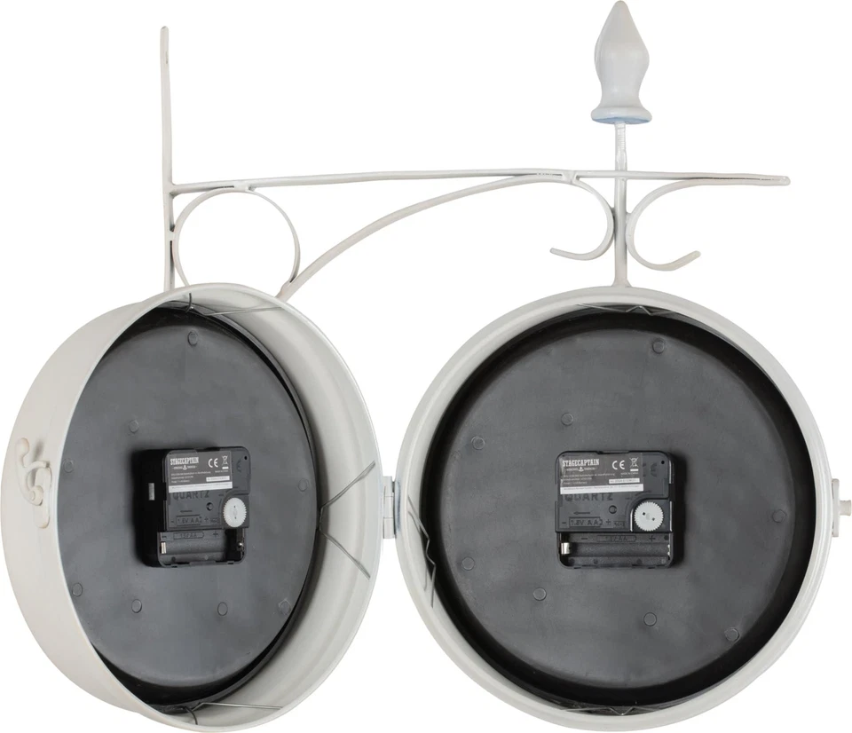 Wand Uhr Design Wohnzimmer Retro Küchenuhr Analog Vintage Bahnhof groß Weiß matt - Bild 4 von 4