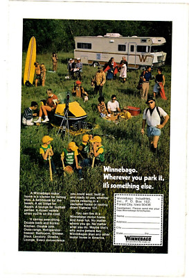 1971 Print Ad Winnebago Wherever you park it,it's something else.Surf Baseball